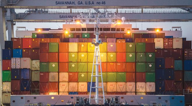 Containers stacked at the Port of Savannah